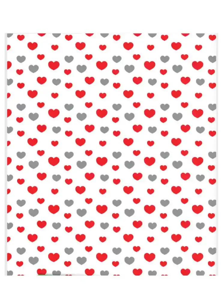 Papel De Regalo X 2 Und Blanco Corazones 48 X 68 Cm