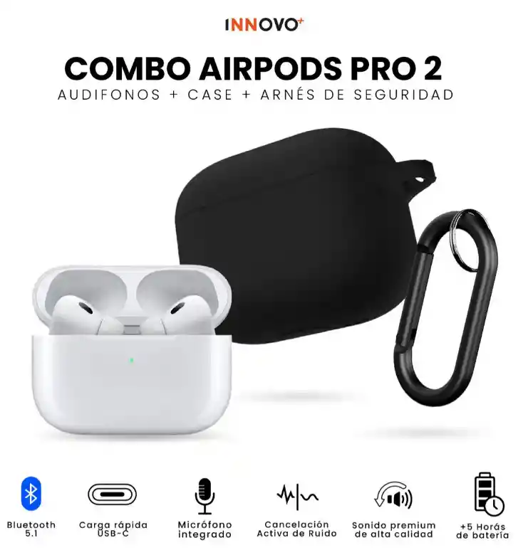 Audífonos Inalámbricos Con Estuche Negro Pods 2 Generación Bluetooth