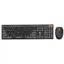 Combo Teclado Y Mouse Inalambrico Kb-c023 Negro Bluetooth