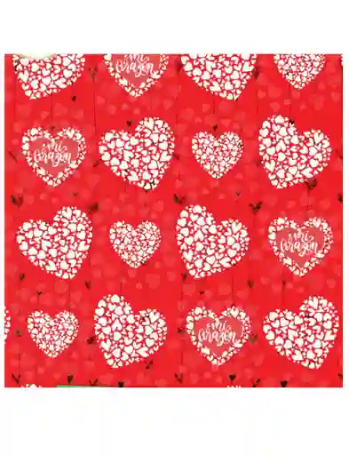 Papel De Regalo Rojo Con Corazones Blancos X 2 Unidades 48 X 68 Cm Amor Y Amistad Aniversario