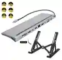 Multipuertos Hub 11 En 1 Innovo+ Con Soporte Plegable Para Laptop Portatil