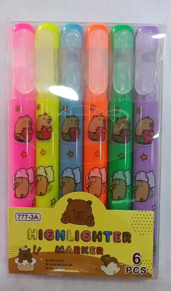Resaltadores X 6 Neon Capybara