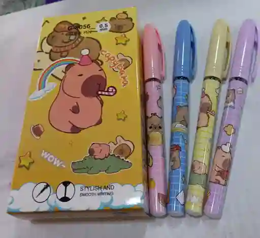Caja De Esferos En Gel X 12 Unidades Color Negro Capybara