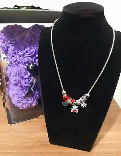 Collar Pandora Acero Rojo