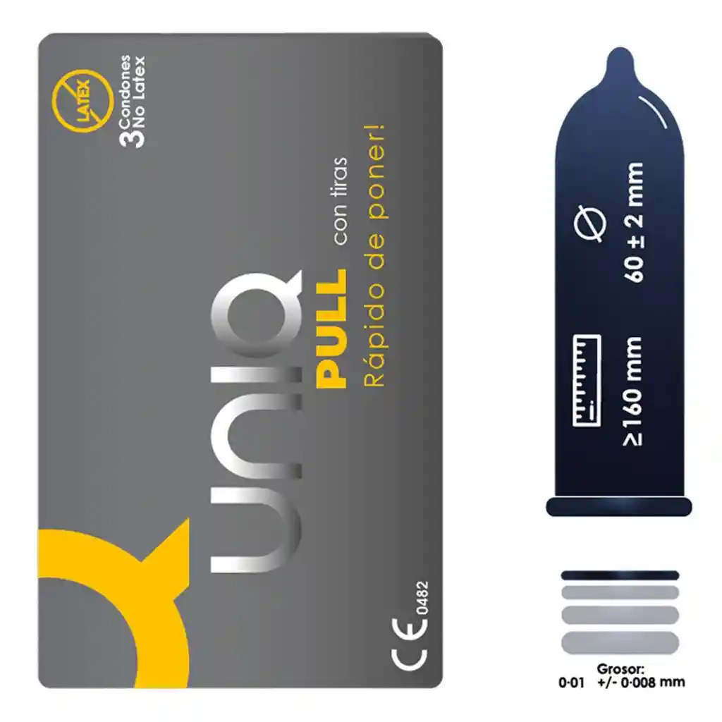 Condón Uniq Pull Rápido De Poner X 3 Unidades (sin Latex)