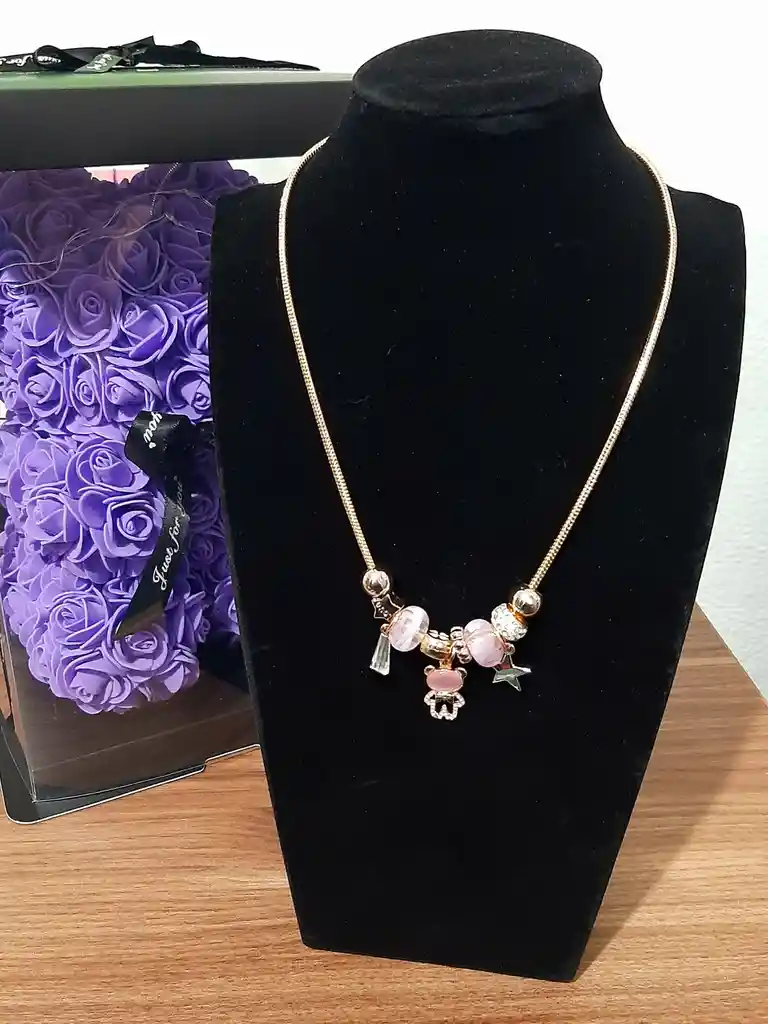Collar Pandora Acero Rosado