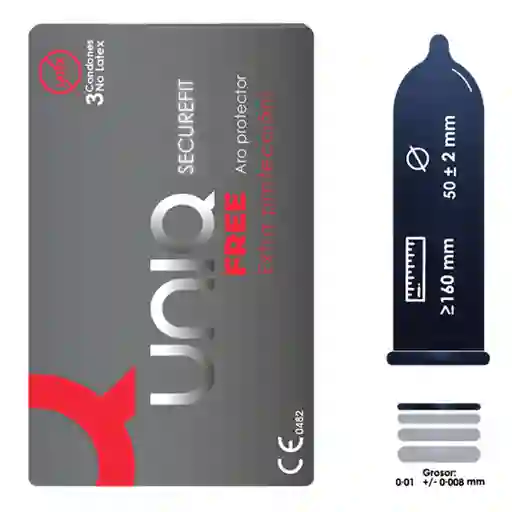 Condón Uniq Free X 3 Unidades (sin Latex)