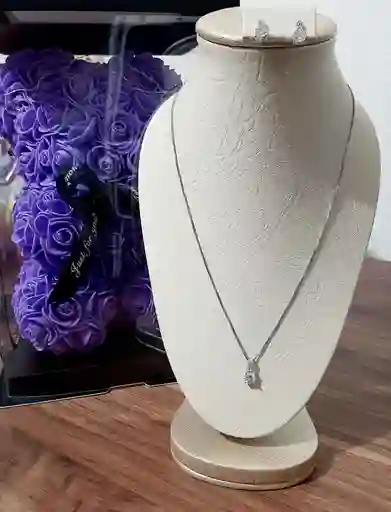 Juego De Plata Rodinada Circón Topo