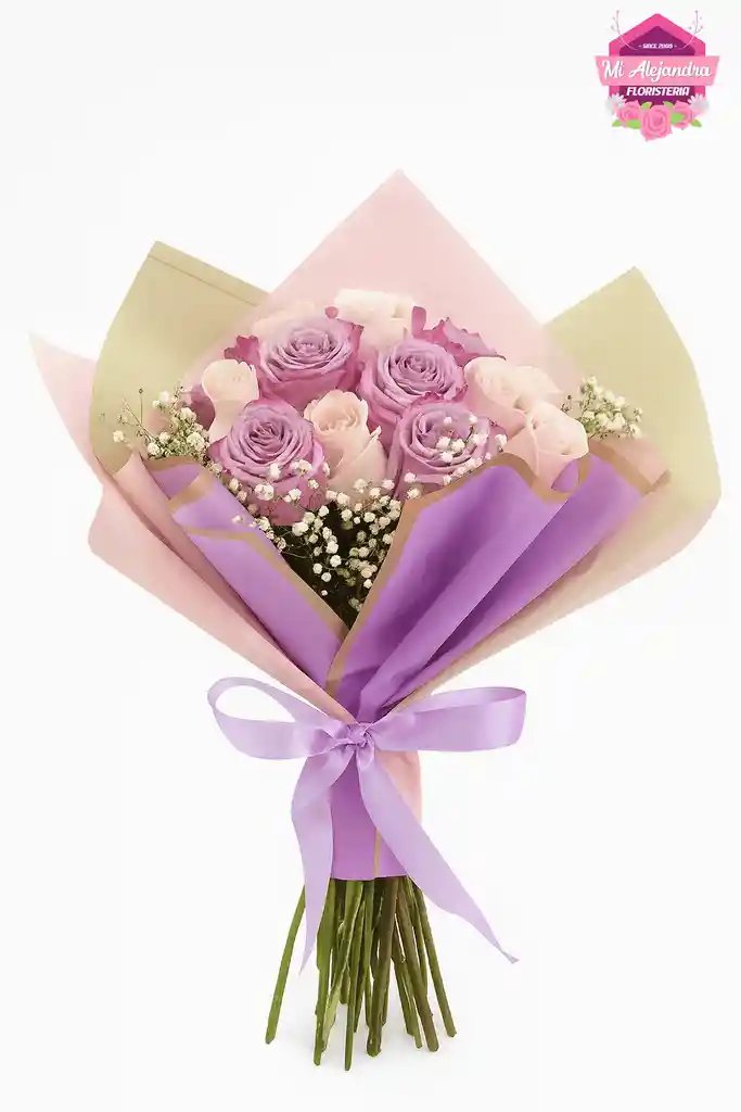 Bouquet De Rosas Lila Y Rosadas
