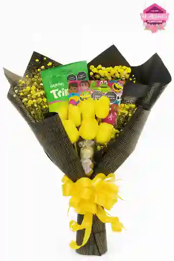 Bouquet Amarillo Con Chocolates Y Dulces