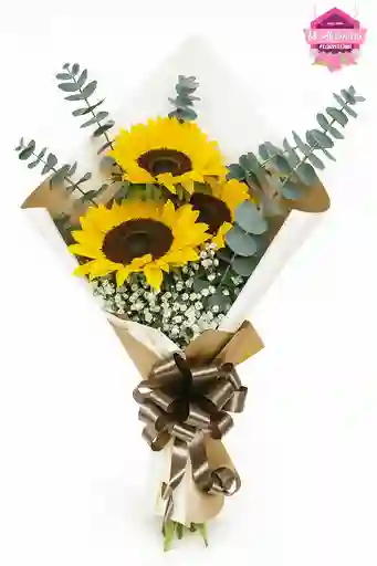 Bouquet De Girasoles Con Eucalipto