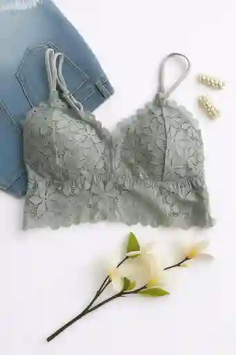 Bralette Encaje Floral Gris
