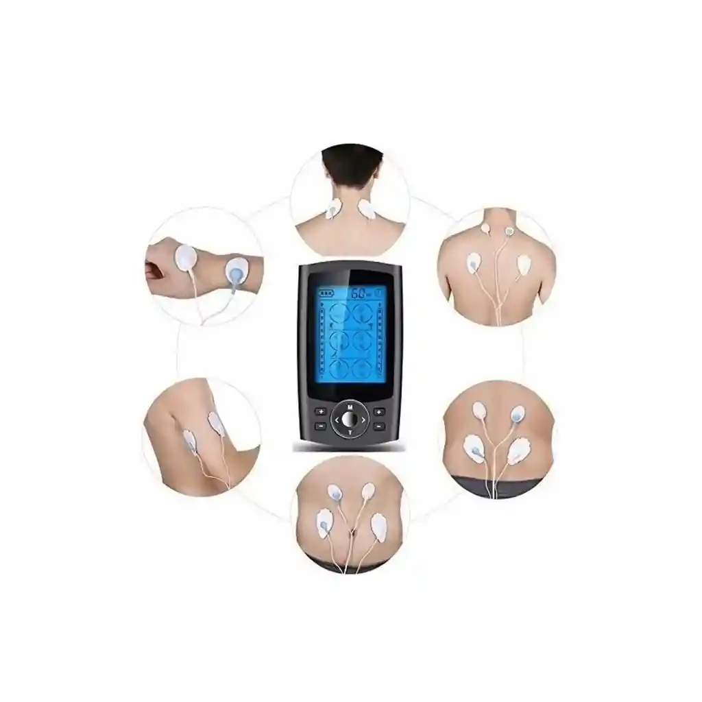 Electroestimulador Recargable Tens Ems 24 Modos 8 Pads Negro