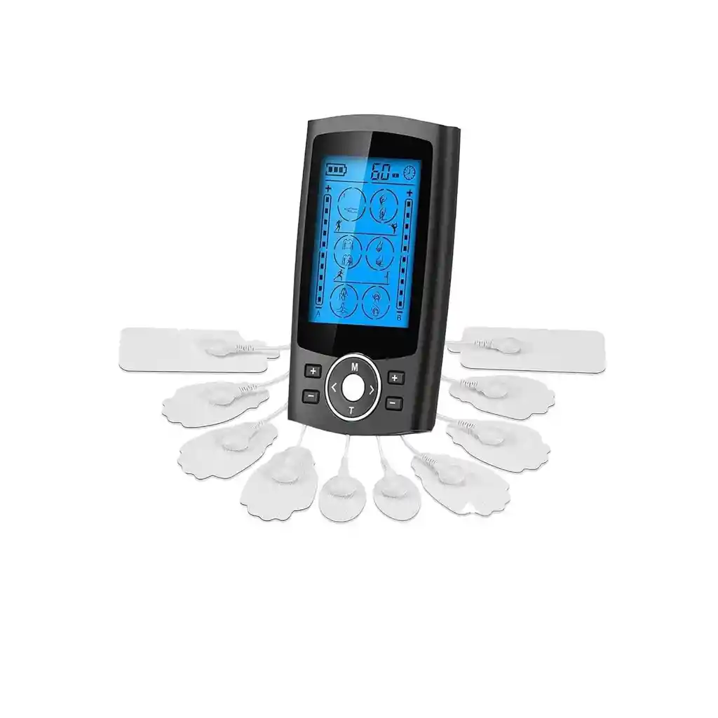 Electroestimulador Recargable Tens Ems 24 Modos 8 Pads Negro