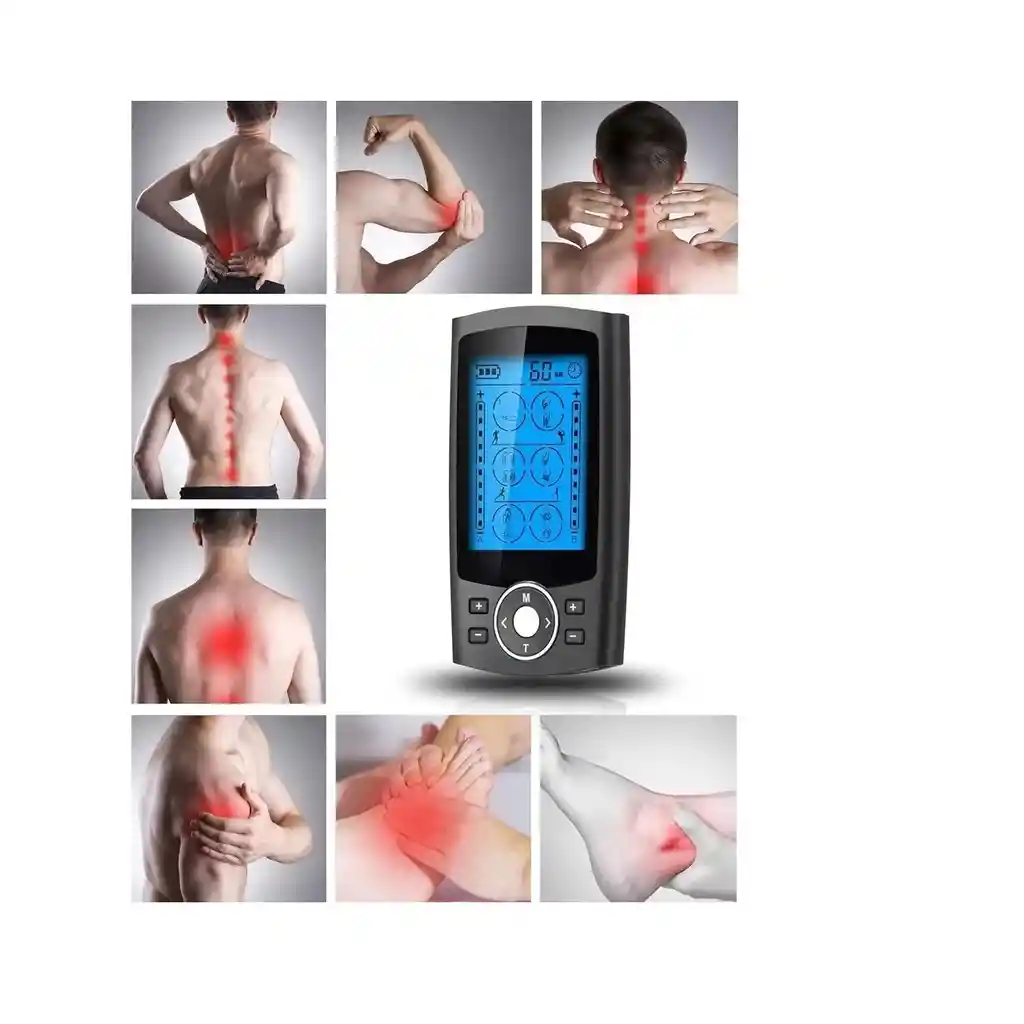 Electroestimulador Recargable Tens Ems 24 Modos 8 Pads Negro