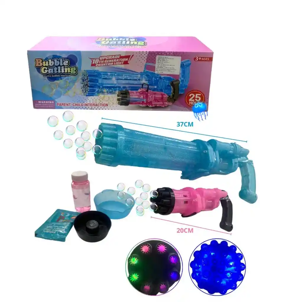 Lanza Burbujas Juguete Para Niños Bubble Gatling