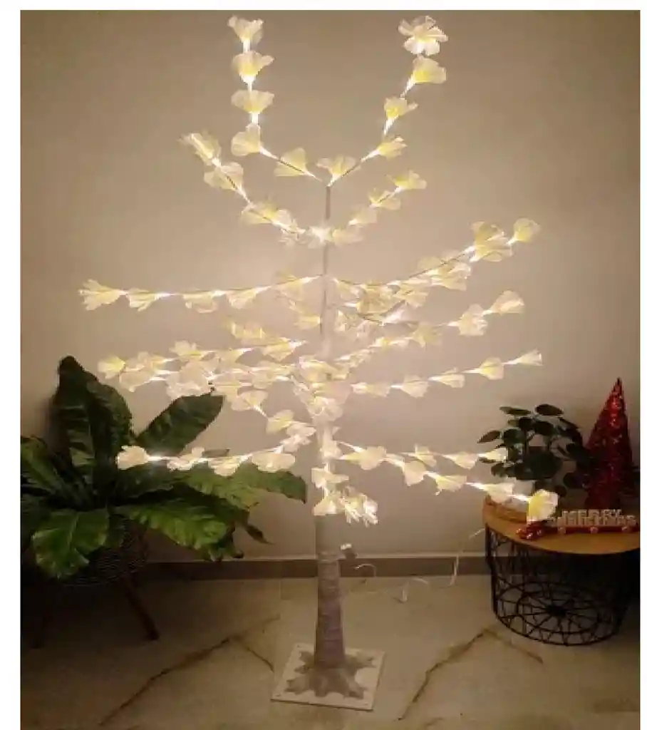Arbol Navidad Con Luces Luz Led Blanco Hojas De Arce 1.70 M