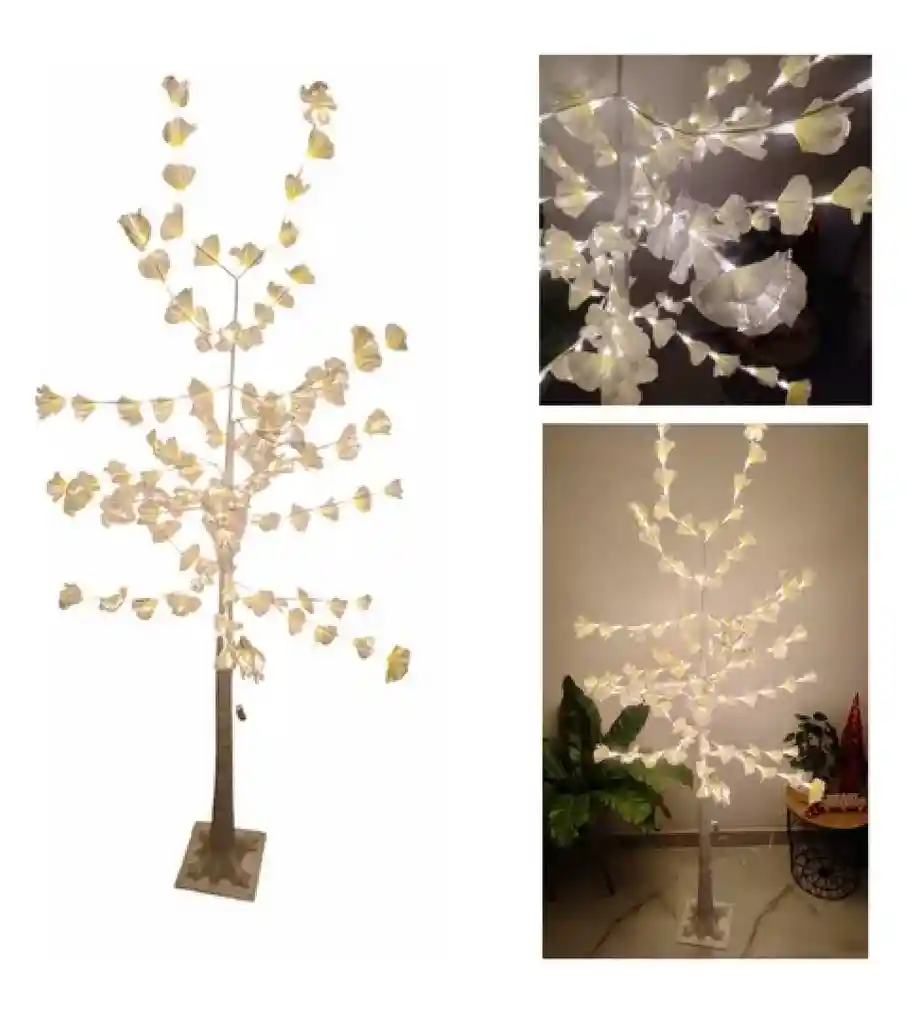 Arbol Navidad Con Luces Luz Led Blanco Hojas De Arce 1.70 M