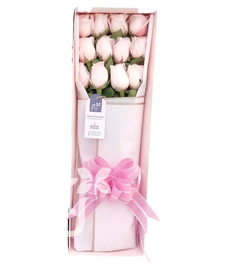 Caja 12 Rosas Rosadas