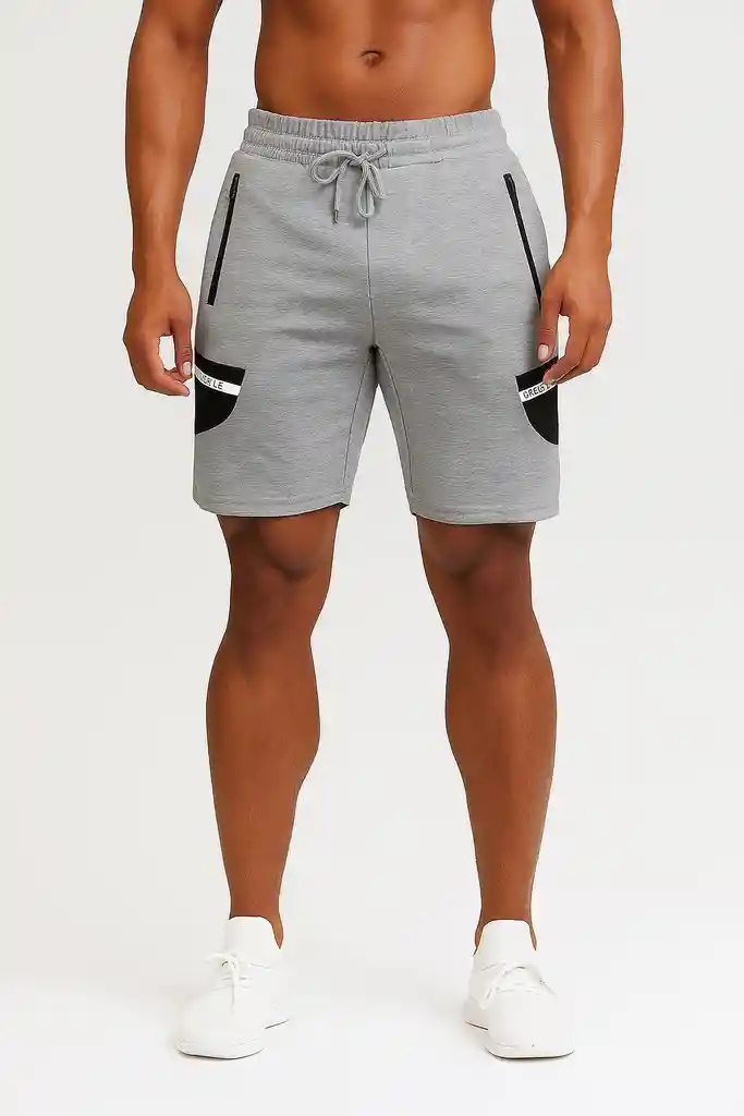 Pantaloneta Deportiva Gris Claro Con Bolsillos Talla Unica