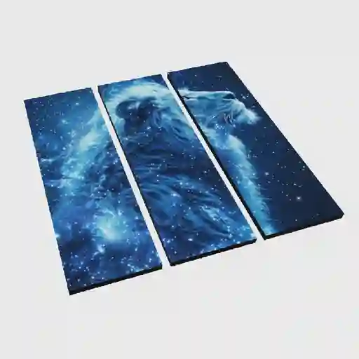 Cuadro Retablo 3 Piezas Leon Estrellas