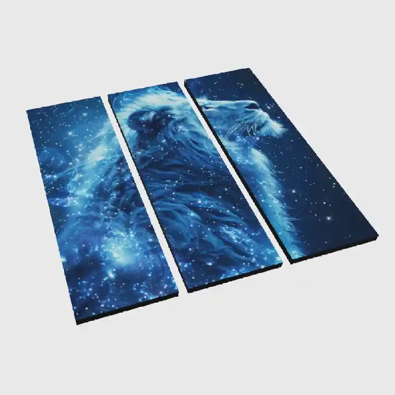 Cuadro Retablo 3 Piezas Leon Estrellas