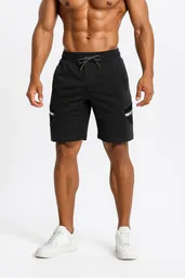 Pantaloneta Deportiva Negra Con Bolsillos Talla Unica