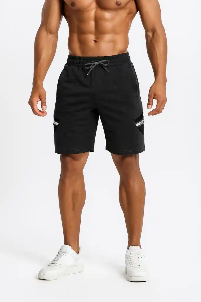 Pantaloneta Deportiva Negra Con Bolsillos Talla Unica