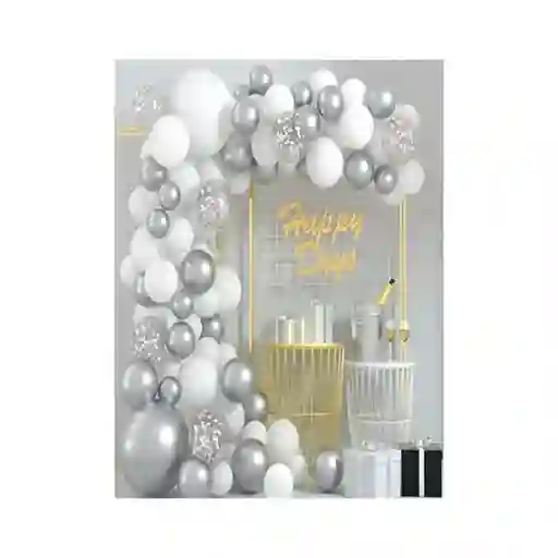 Kit De Globos En Arco Plateado Elegante – 72 Piezas