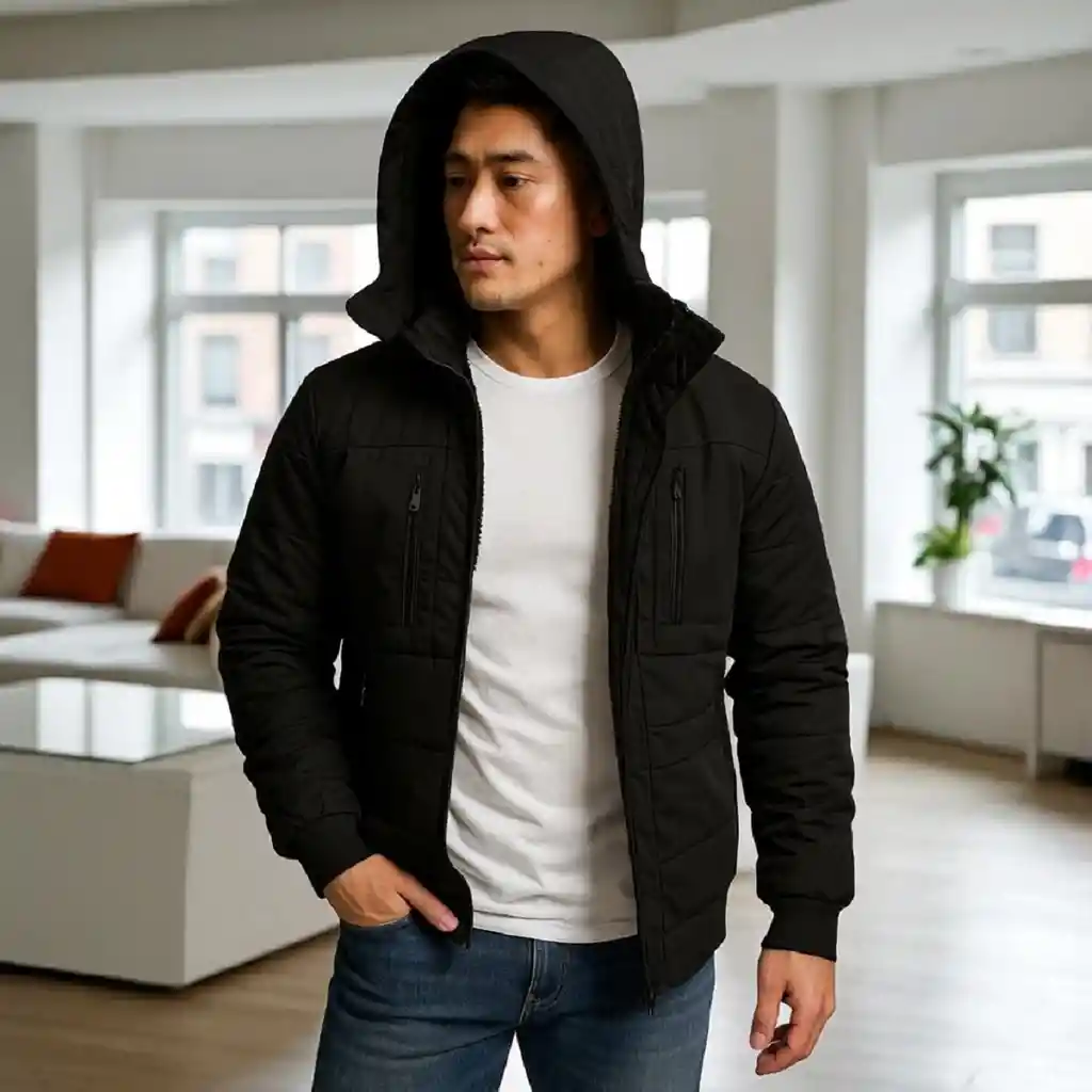 Chaqueta Impermeable Para Hombre Con Interior En Tela Ovejera Kanu Negra Talla L