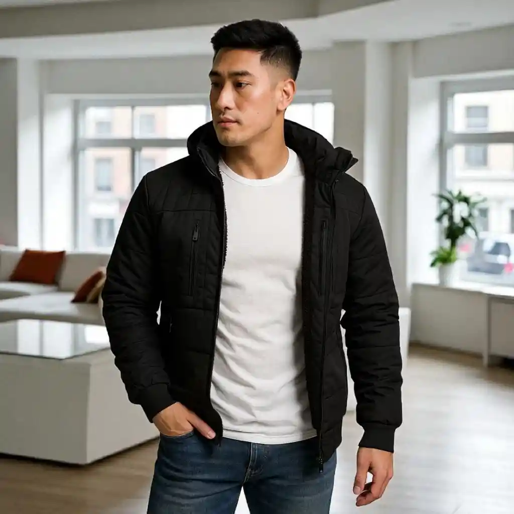 Chaqueta Impermeable Para Hombre Con Interior En Tela Ovejera Kanu Negra Talla L