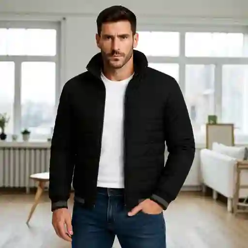 Chaqueta Impermeable Para Hombre Con Capucha Removible Oslo Negra Talla M