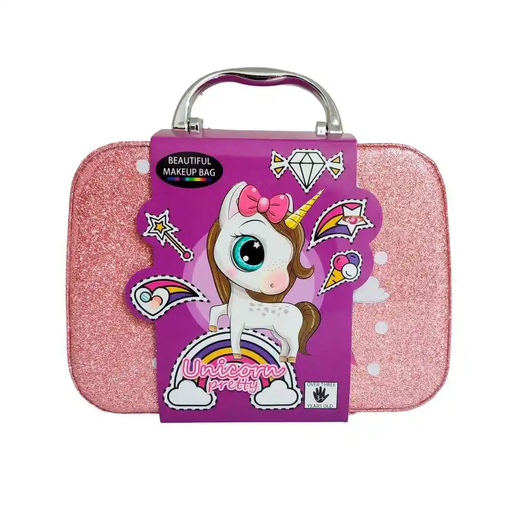 Maleta Kit De Maquillaje Unicornio Niñas Juguete Esmaltes