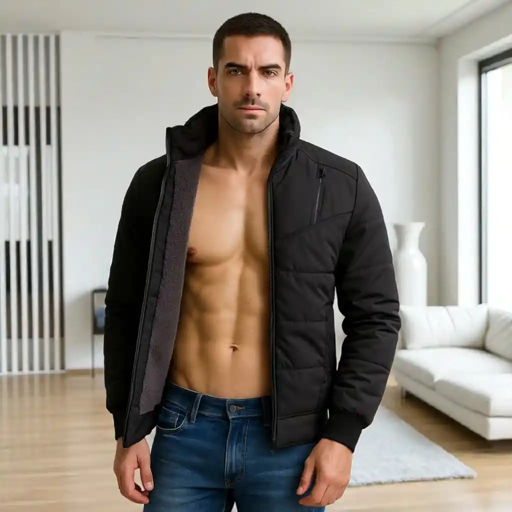 Chaqueta Impermeable Para Hombre Con Interior En Tela Ovejera Raner Negra Talla M