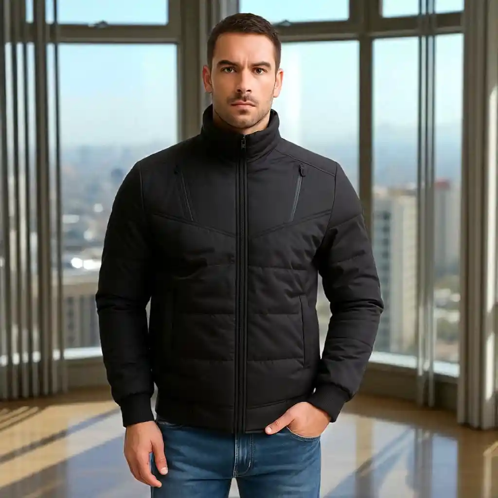 Chaqueta Impermeable Para Hombre Con Interior En Tela Ovejera Raner Negra Talla M