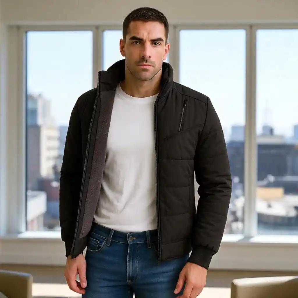 Chaqueta Impermeable Para Hombre Con Interior En Tela Ovejera Raner Negra Talla M