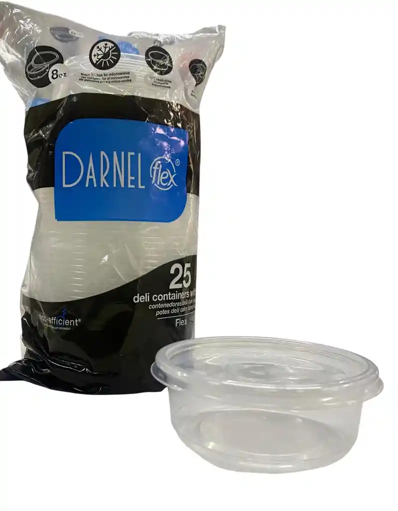 Contenedor Deli 8 Onzas X 25 Unds Con Tapa, Envases Plásticos 8 Onzas Con Tapa