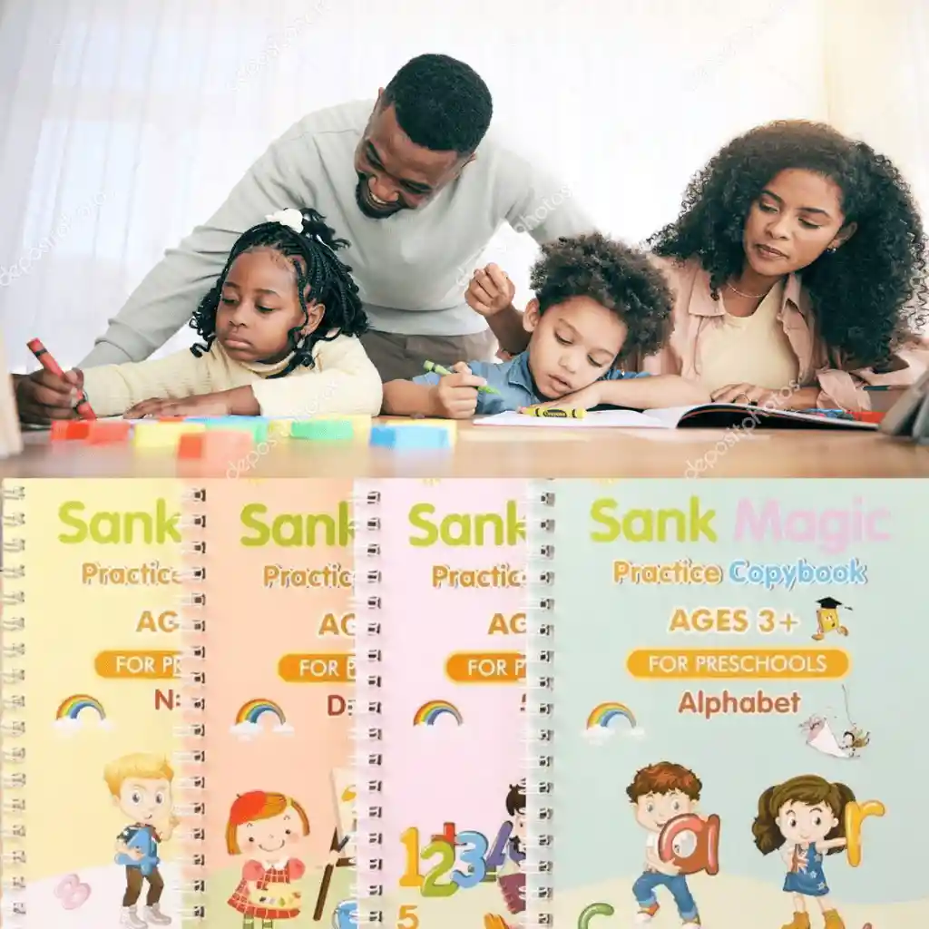 Libros De Caligrafía Montessori X 4 Para Niños Tinta Mágica
