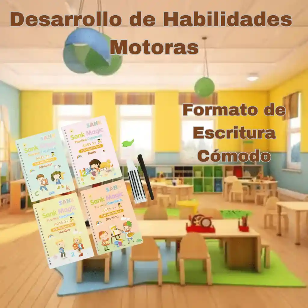 Libros De Caligrafía Montessori X 4 Para Niños Tinta Mágica