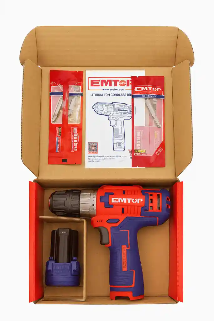 Taladro Atornillador Inalámbrico 12v Emtop – Batería Litio (puerto Tipo C, Sin Cargador)
