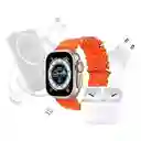 Kit Reloj Smart Watch X8 Ultra + Audífonos Inalambricos + Power Bank Color Naranja