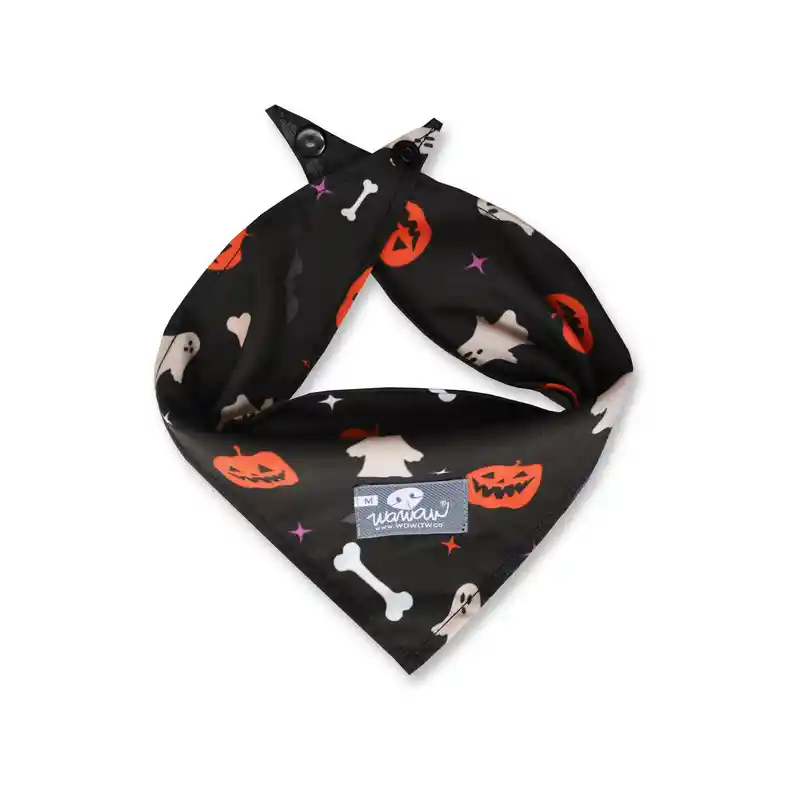 Pañoleta M Negro Calabazas, Fantasmas, Huesos Y Telarañas