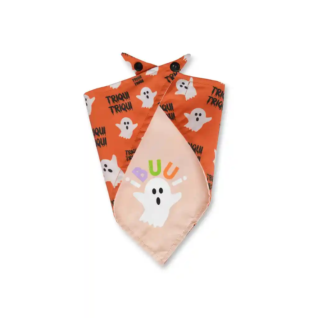 Pañoleta Xl Doble Faz Naranja Fantasmas Y Crema Buu