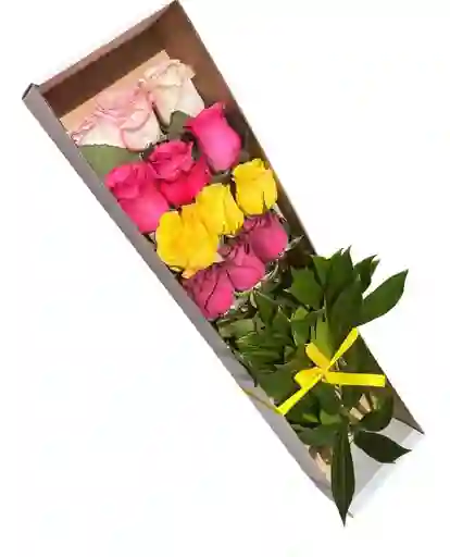 Caja Rosas De Colores