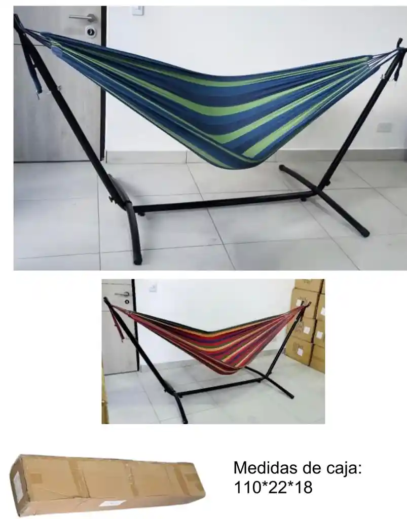 Hamaca Portátil Soporte Desarmable Mas Estuche Colores Varios