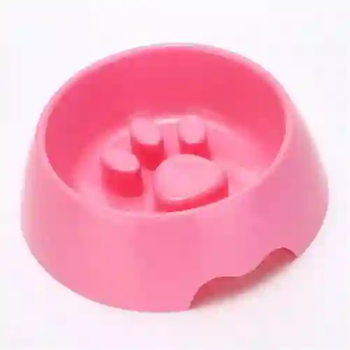 Plato Comedero Rosado Para Mascota Huella Antiestres Ref604071