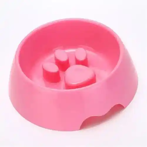 Plato Comedero Rosado Para Mascota Huella Antiestres Ref604071