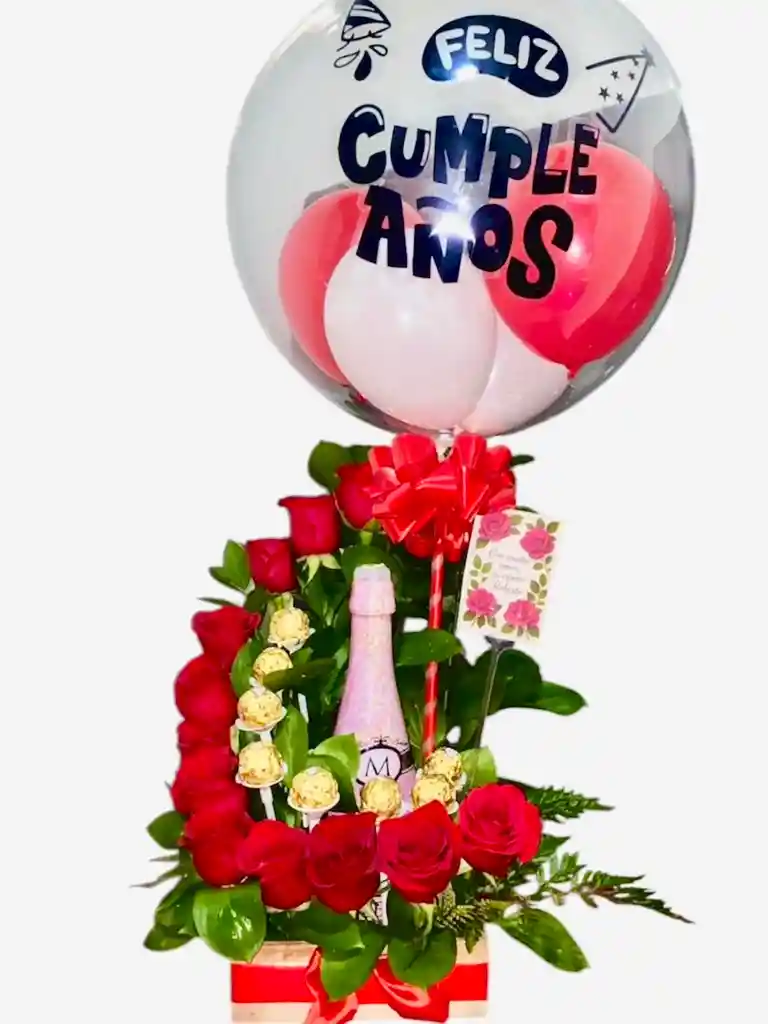 Ramo De Rosas Chocolates Y Champán Magesti