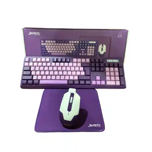 Kit Mouse Y Teclado Inalambrico Jedel Ws737 Lila 2.4ghz