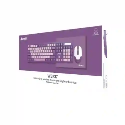 Kit Mouse Y Teclado Inalambrico Jedel Ws737 Lila 2.4ghz